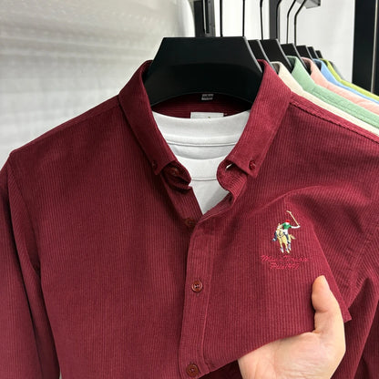 Spring and Autumn New 100% Cotton Long Sleeve Shirt for Men's Business, Leisure, Skin Friendly, Comfortable Collar Shirt Coat