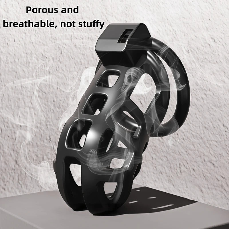 Male Chastity Cage Penis Lock Resin Chastity Breathable Cock Ring with 4 Rings Penis Fetish Restraint Sexy Adult Toys for Men