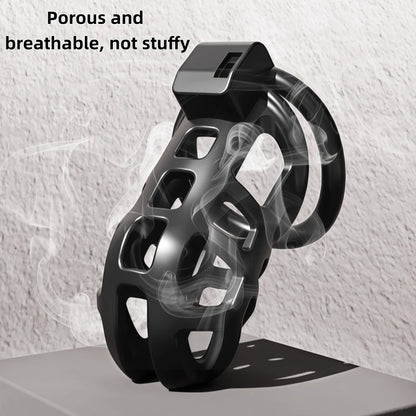 Male Chastity Cage Penis Lock Resin Chastity Breathable Cock Ring with 4 Rings Penis Fetish Restraint Sexy Adult Toys for Men