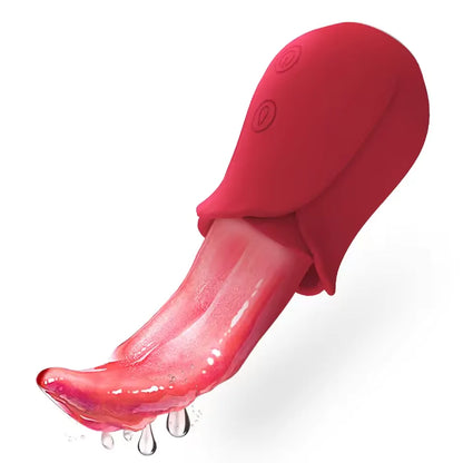 Rose Tongue Vibrator for Women 10 Vibration Modes Licking Nipple Clitoral Stimulator G-spot Massage Dildo Adult Sex Toy