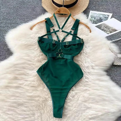 Cute Gray Rabbit Ear Hood Top Sexy Backless Slim Fit Bodysuit Zip Sleeveless Women Sexy Erotic Lingerie Bunny Cosplay Playsuit