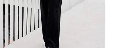 Fashionable Corduroy Set Women's Autumn Winter New Style Elegant Lady Fragrance Wind Coat Wide Leg Pants Two Piece Suit