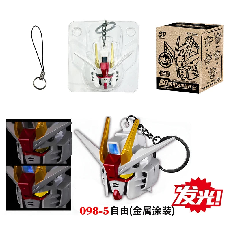 SD Rx-78-2 Luminous Head Keychain Desktop Ornament Backpack Charm Pvc Model Collectible Anime Figure Trendy Toy Gift