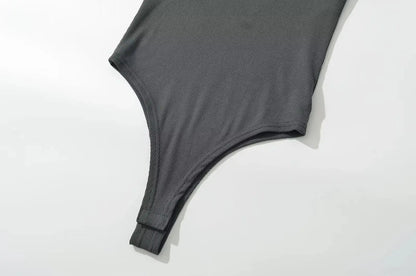 Summer Short Sleeve O-neck Knitted Bodysuits Women Stretchable Slim Basic Solid Color Tops