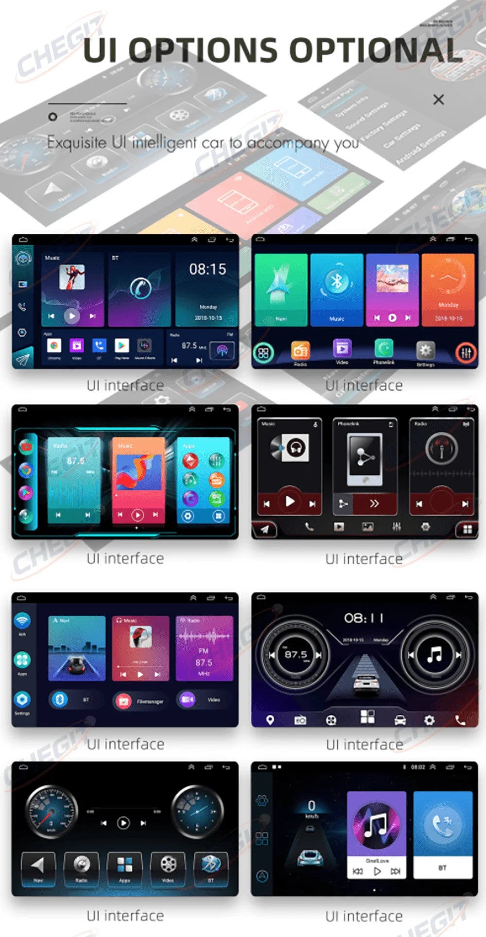 Universal 7"/9"/10“ 2DIN Android 13 4+64G Car Stereo Carplay Android Auto GPS Navigation Bluetooth FM RDS Radio WIFI Touchscreen