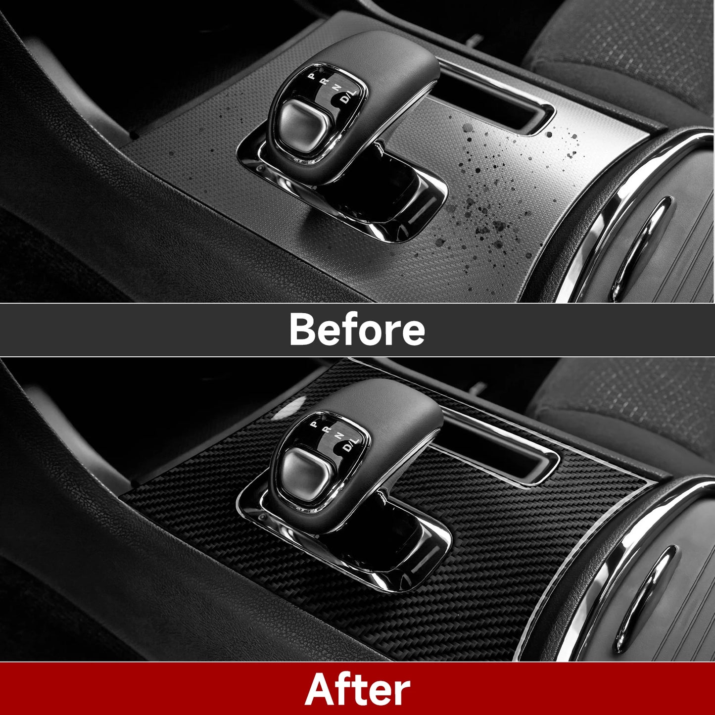 For Chrysler 300 (2011-2014) Car Center Console Gear Shift Panel Steering Wheel Cover Carbon Fiber Interior Sticker Accessories