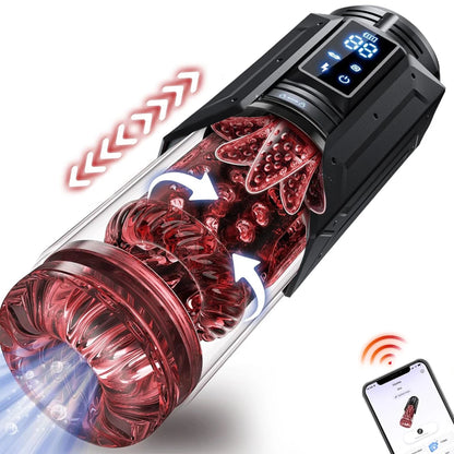 Male Automatic Masturbator Cup Thrusting Rotation Licking Sucking Penis Pump Pocket Pussy Blowjob LED Display Sex Toys for Men