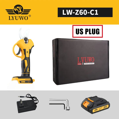 LYUWO Rechargeable Wireless Pruning Scissors, Fruit Tree Potted Pruning Electric Tool, 20V Brushless, 30mm