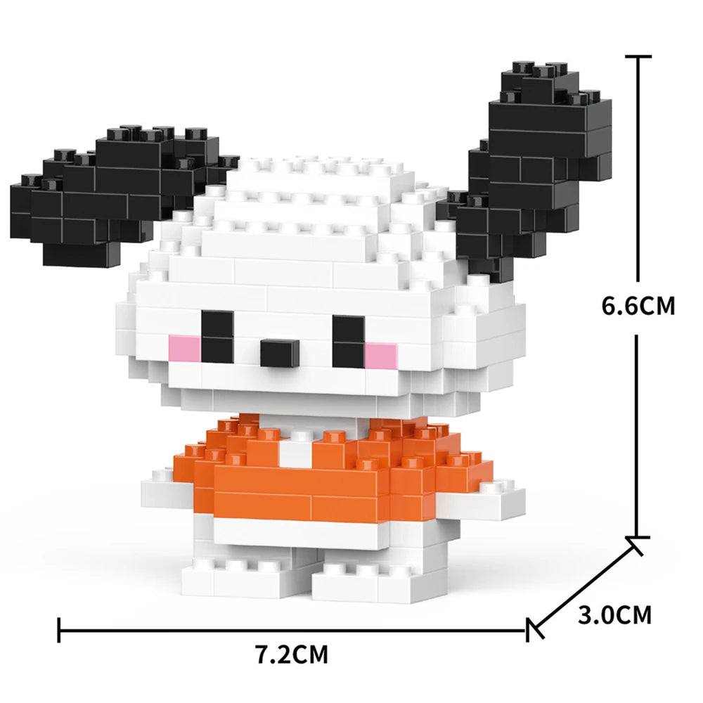 Cartoon Anime Hello Kitty Panda Refrigerator Magnet Blocks Kuromi My Melody Cinnamoroll Building Blocks Toy Kids Birthday Gift
