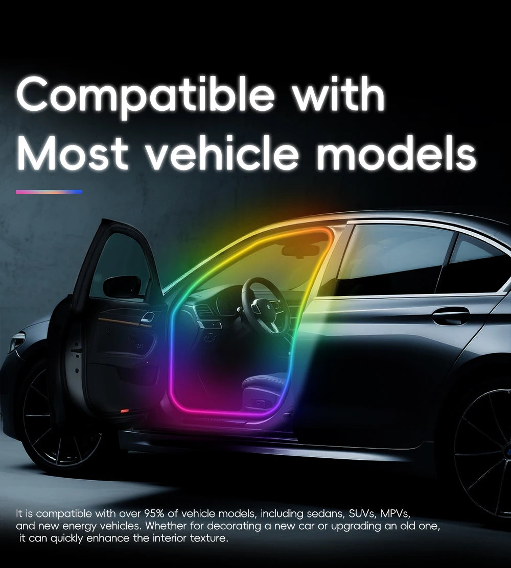 4in1 Symphony Automotive Door Frame color-changing RGB LED Interior Ambience light USB APP Remote Control Easy to Install