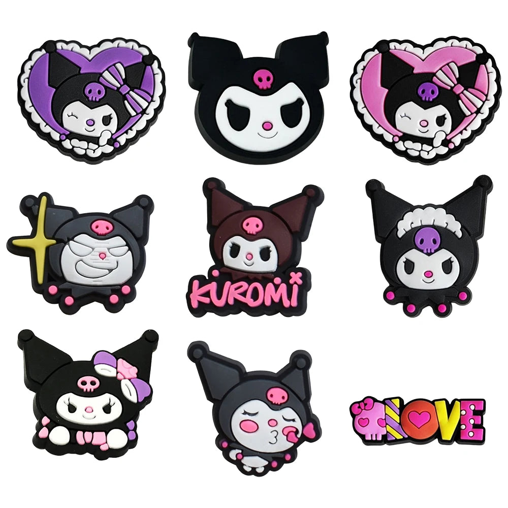 6-66PCS Cartoon Kuromi Shoe Charm Mix Wholesale PVC Decor Buckle Sandal Clog Bag Wristband Detachable Waterproof To X-MAS Gift