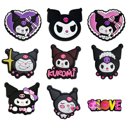 6-66PCS Cartoon Kuromi Shoe Charm Mix Wholesale PVC Decor Buckle Sandal Clog Bag Wristband Detachable Waterproof To X-MAS Gift