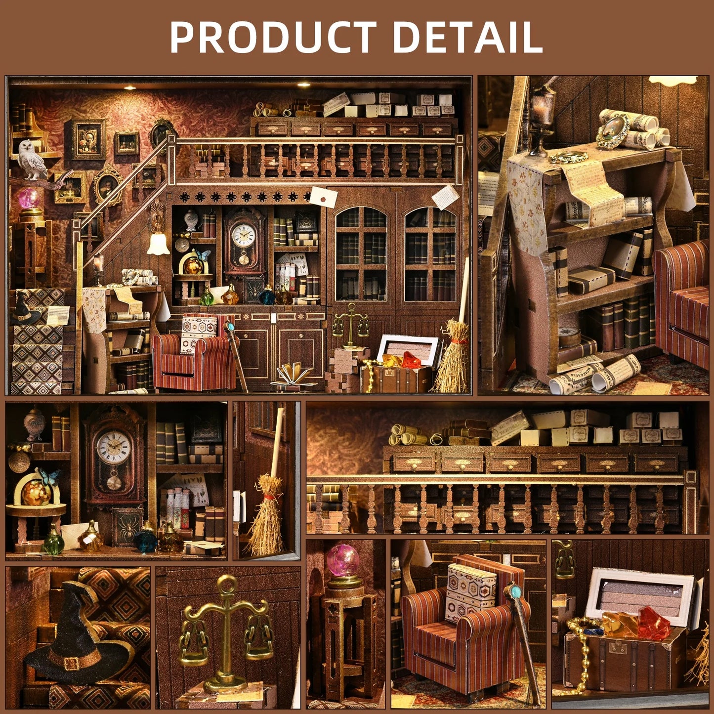 Book Nook Kit Secret Attic DIY 3D Wooden Puzzle Bookshelf Insert Dollhouse Model Bookend Building Home Decoration  Photo Frame