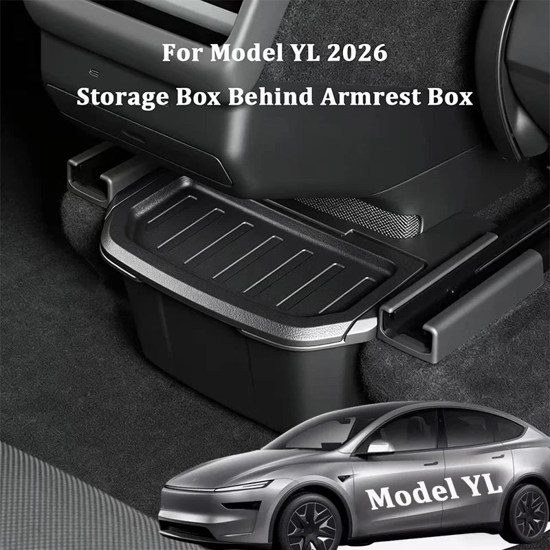 For Tesla Model YL Six Seats 2026 Rear Seat Storage Box Under Air Vent Storage Case Trash Can Organizer Car Interior Accessories