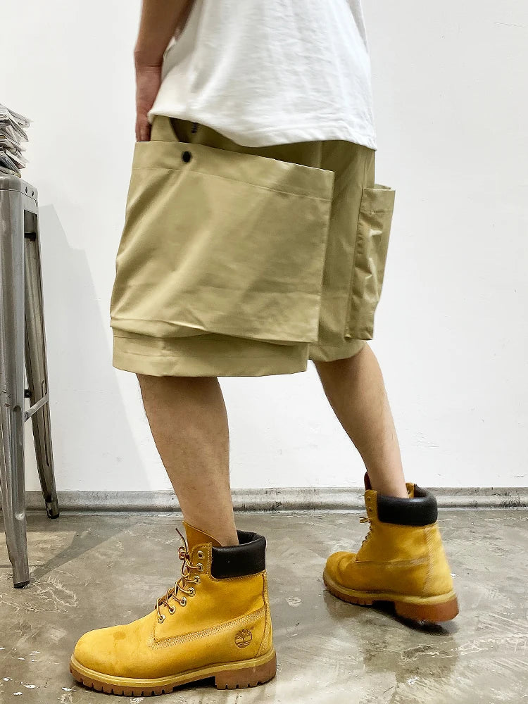 Summer Korean Trendy Big Pocket Cargo Shorts Men Clothing Japanese Streetwear High Quality Nylon Casual Baggy Pants Harajuku