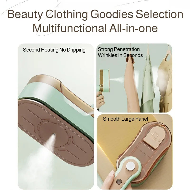 Foldable Handheld Garment Steamer Iron With 360° Swivel Rotating Handle Dry/Wet Dual Use Portable Steam Press For Clothes