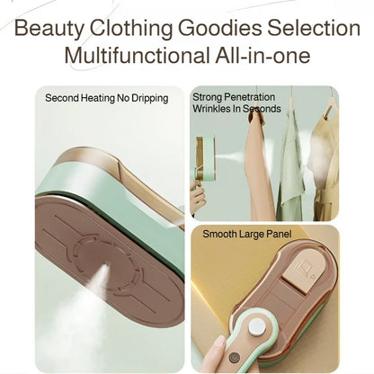 Foldable Handheld Garment Steamer Iron With 360° Swivel Rotating Handle Dry/Wet Dual Use Portable Steam Press For Clothes