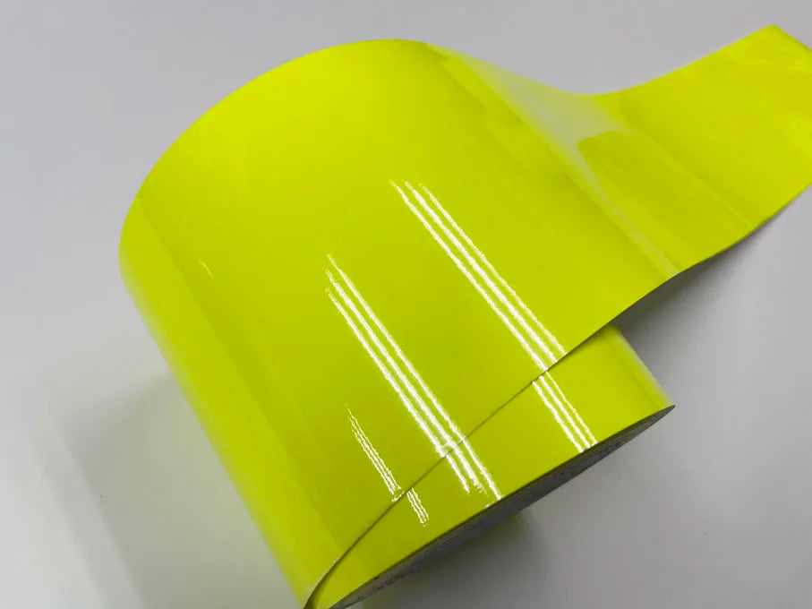 10cm*1/2/3/4/5/6/8M Premium Glossy fluorescent yellow Vinyl Wrap Film Sheet Air Release Self-adhesive Sticker Decal