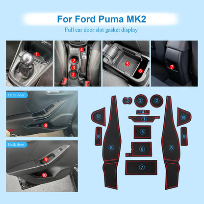 RUIYA for Ford Puma MK2 Puma II 2020-2024 Car Door Groove Mat Ford Puma Anti-slip Slot Pad Auto 2024 Ford Puma MK2 Accessories