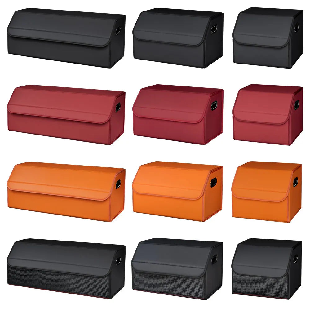 Portable Car Trunk Organizer Box Large Capacity Leather Foldable Storage Box Multifunctional Auto Organizer Bag Car Accessories