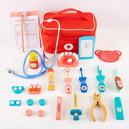Wooden Pretend Play Doctor Educational Toys For Children Medical Simulation Medicine Chest Set Kids Role Playing Pretend Toys