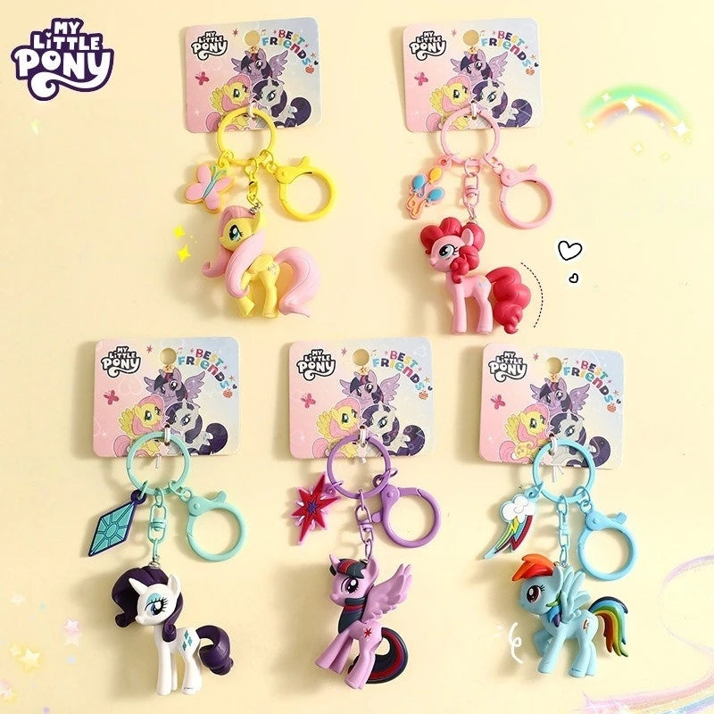 Genuine My Little Pony Car Keychain Charm Cute Bag Pendant Anime Figures Sweet Gifts For Friends And Family Birthday Festivals