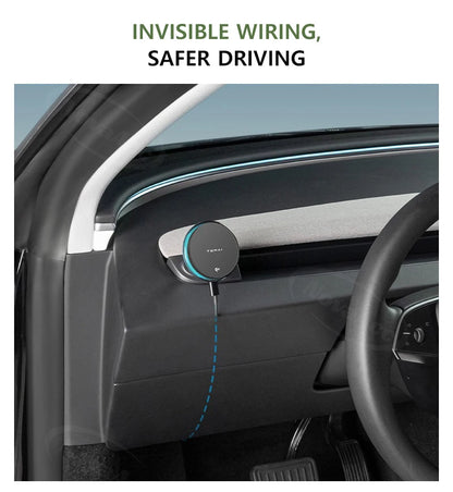 NovaAcc Magnetic Wireless Charging Mount For Tesla Model Y Juniper Model 3 Highland 2024-2026 Left Right Rudder Car Phone Holder