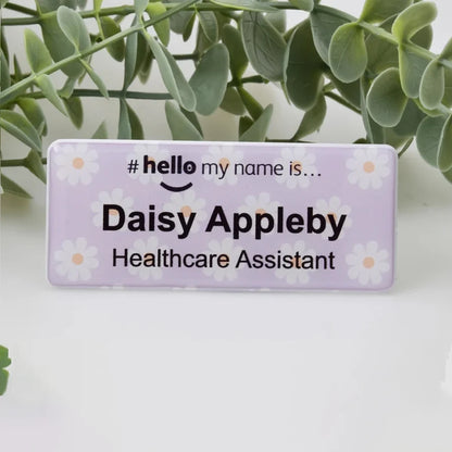 Personalized Custom Name, Rainbow Polka Dot Hello My Name Is, Name Badge Nurse, Midwife Hospital, Doctor Nurse, Intern
