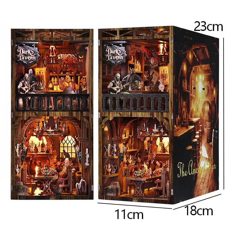 DIY Book Nook Kit Miniature Wooden 3D Puzzle Bookshelf Dollhouse Model Bookend Building Home Decoration For Christmas Gift
