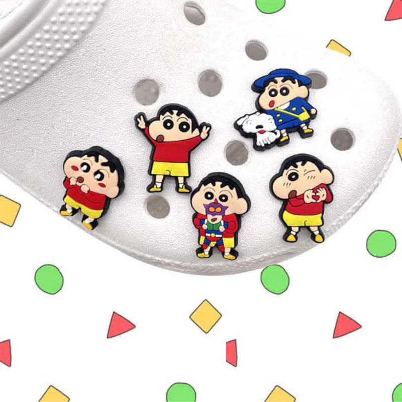 10/21Pcs Miniso Kawaii Anime Crayon Shin-Chan Shoes Buckle Accessories For Clogs Cartoon Shoes Charms For Party Xmas Gifts