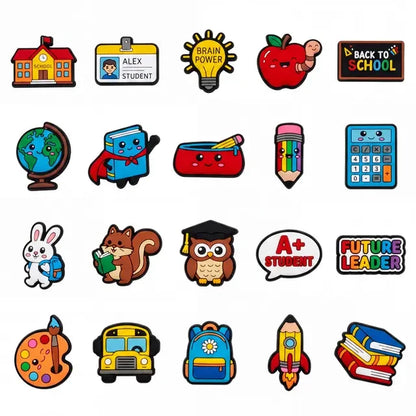1-20pcs School Student Future Leader Book PVC Sandal Shoe Charms Buckle Clog Fit Wristbands Backpack Decorations Kid Party Gift