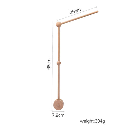 Baby Wooden Bed Bell Cartoon Rabbit Mobile Hanging Rattles Toy Hanger Crib Mobile Bed Bell Wood Toy Holder Arm Bracket Kid Gifts