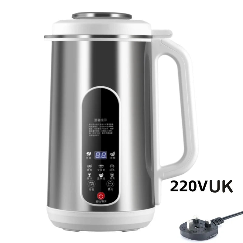 1.2L Soymilk Machine Stainless Steel Electric Milk Frother Multifunctional Large Capacity Household Blender