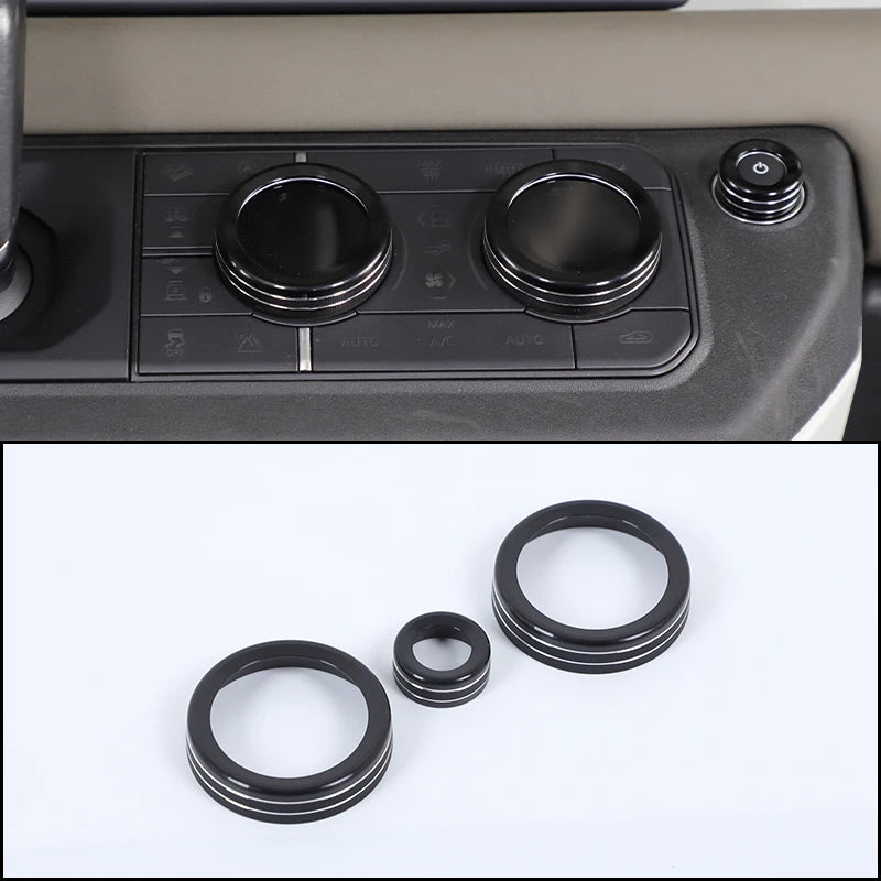 cheya Car central control air conditioner volume knob decorative cover For Land Rover Defender 110 2020+ Aluminum accessories