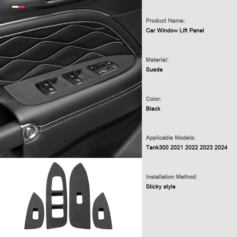 TOP Suede Car Interior Panel Trim Decoration For Great Wall WEY Tank 300 2021 2022 2023 Gear Shift Cover Modification Accessory