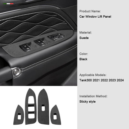 TOP Suede Car Interior Panel Trim Decoration For Great Wall WEY Tank 300 2021 2022 2023 Gear Shift Cover Modification Accessory
