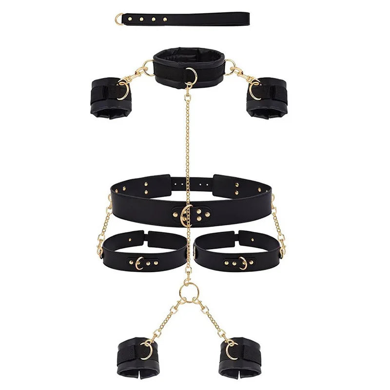 Couple Body Restraint Adult Toy 18+ Handcuff Thigh Split Sex Toy BDSM Erotic SM Slave Cosplay Games Bondage Gear Fetish Harness