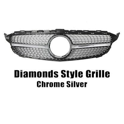 XVIP GTR Style Front Racing Grille For Mercedes Benz C-Class W205 2015-2018 C180 C200 C300 Chrome Diamonds Style Bumper Grilles