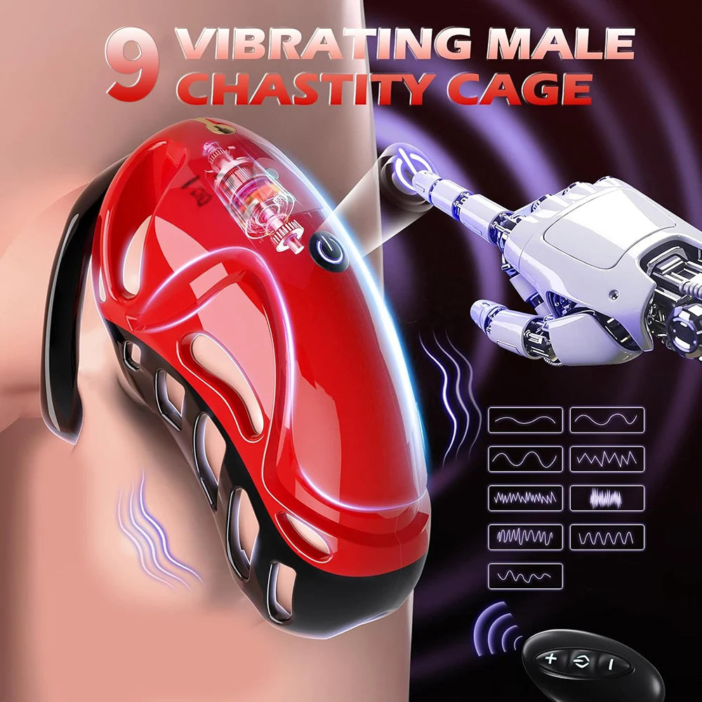 App Remote Control Vibrating Chastity Cage Male Chastity Devices Cock Cage 10 Vibrations Penis Cage Bondage Sex Toys for Men 18+