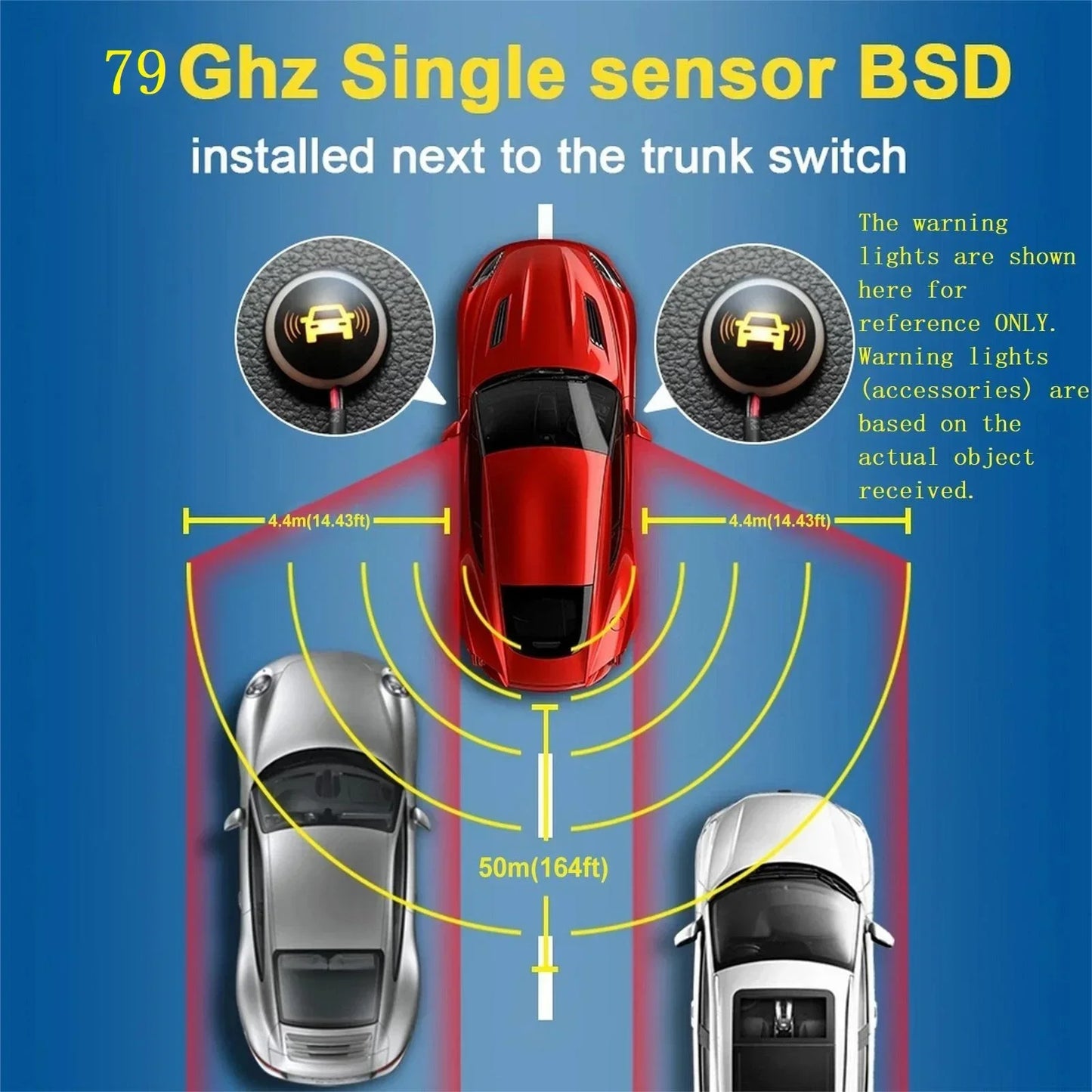 BSD Blind Spot Detection System 50M 79Ghz Millimeter Wave Radar Lane Change Assist Highlight Warning Lights Support LCA RCTA DOW