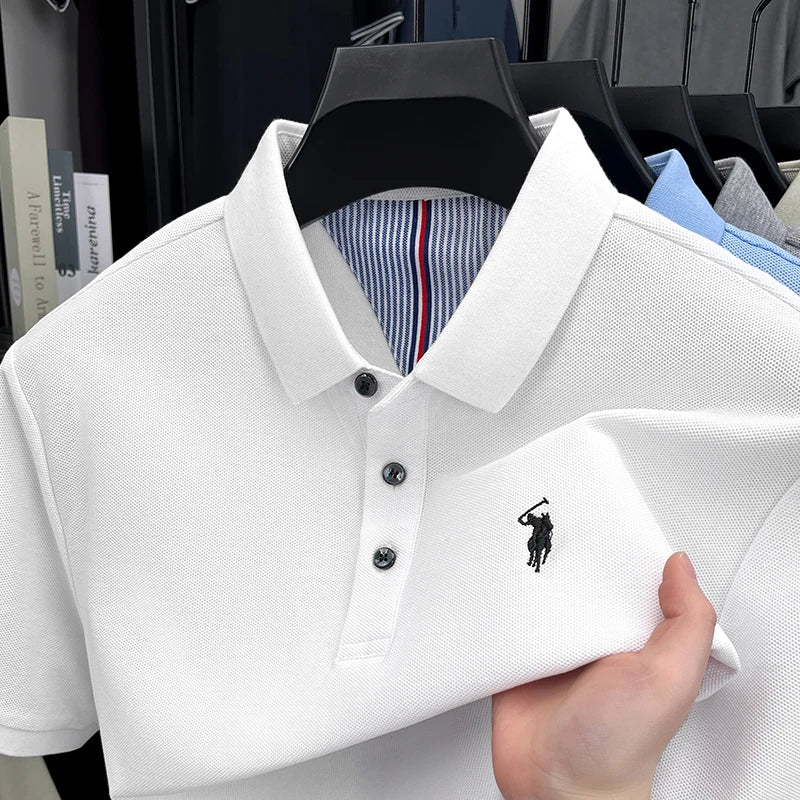 High end brand 100% cotton short sleeve polo shirt men luxur pony embroidery comfort breathable fashion T-shirt summer new top