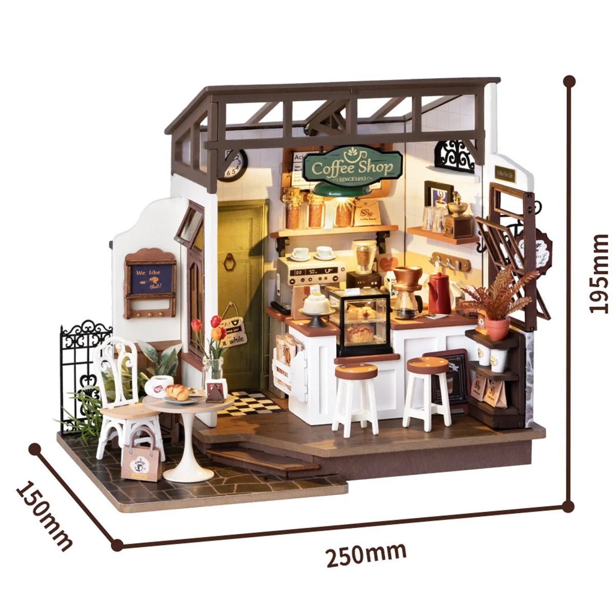 Rolife NO.17 Cafe 3D Puzzle DIY Miniature Dollhouse Kit Crafts Hobbies Amazing Gift for Women Children DG162