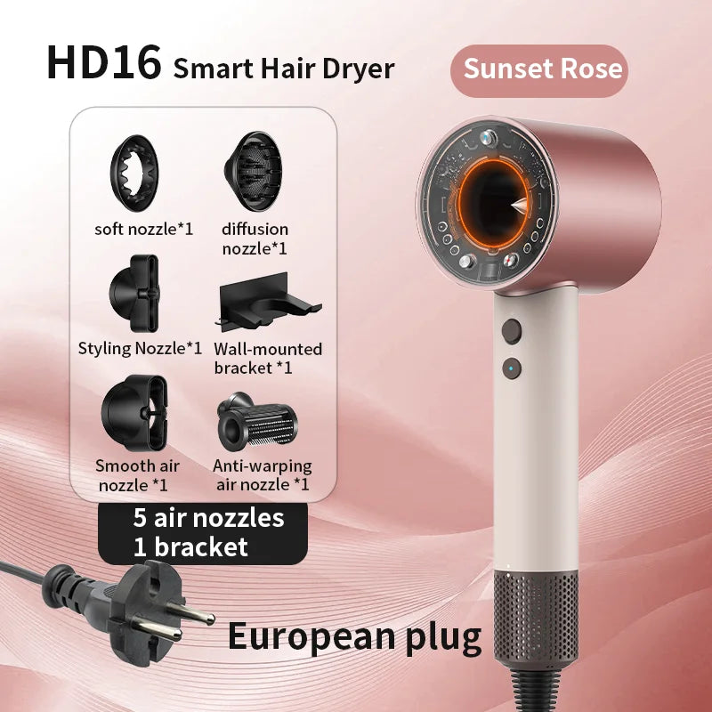 Hair Dryer with Negative Ions for Hair Care, Silent, Fast Drying, Temperature Control, High-Speed, Huaqiangbei Strong Wind Hd16 Hair Dryer