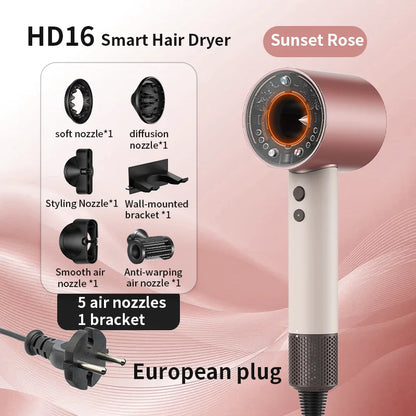Hair Dryer with Negative Ions for Hair Care, Silent, Fast Drying, Temperature Control, High-Speed, Huaqiangbei Strong Wind Hd16 Hair Dryer