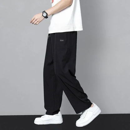 Trousers Straight Plain Wide Leg Draped Thin Male Sports Pants Summer Sport Slacks Xxl Jogger Big Tall Man Men's Sweatpants