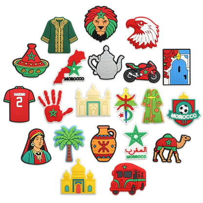 Morocco Hakimi 2 Jersey Shoe Charms, Soccer Team Eagle Lion Shoe Pins for Croc, Best Football Fan Gift