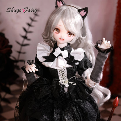 ShugaFairy Bree A 1/4 BJD FullSet Anime-Style Head Demon Horn Cat Female Magnetic Tail  Ears Ball-Jointed Doll Gift Figure