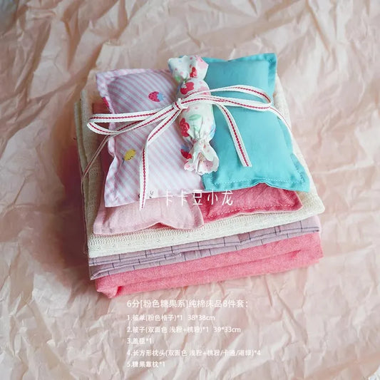 1/6 1/12 Doll House Model Furniture Accessories Cotton Bedding Set Bjd Ob11 Gsc Blyth Lol Miniature Dollhouse Sheet Quilt Pillow