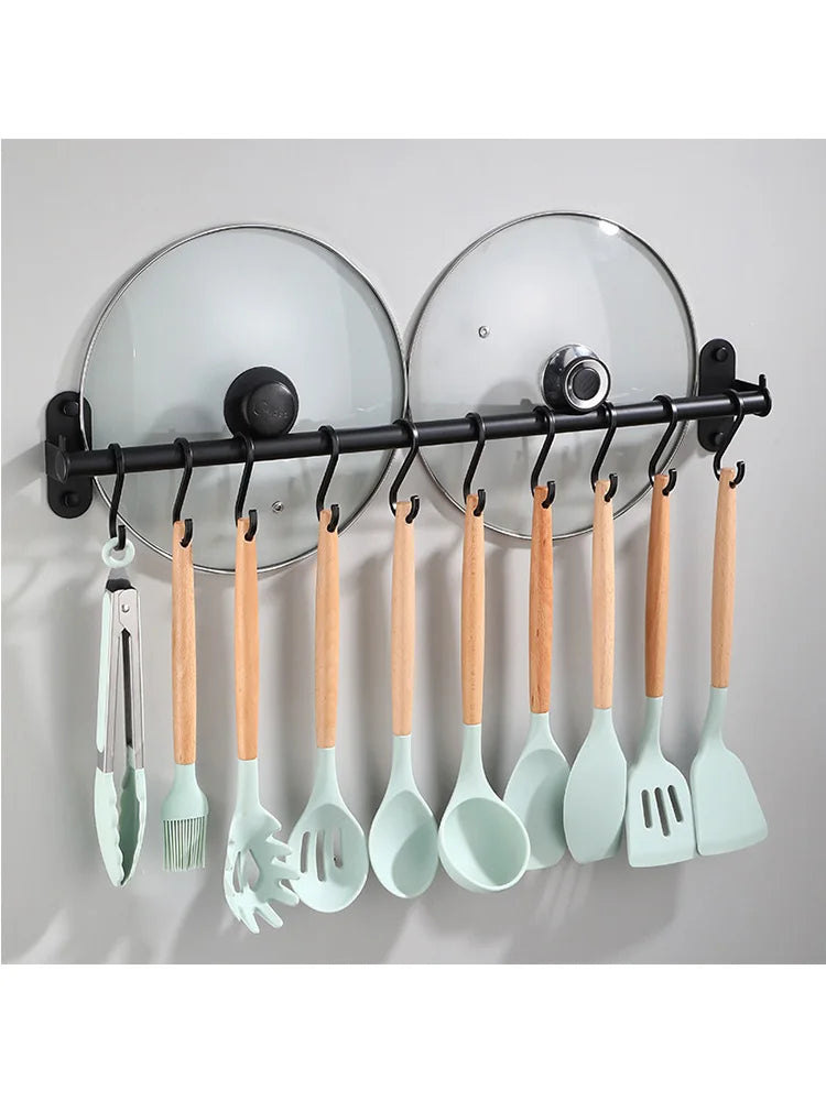 Kitchen Organizer Hooks Wall Hangers Rack Aluminum for Kitchen Utensils Knife Holder Cutting Board Spoon Lid Storage Accessories