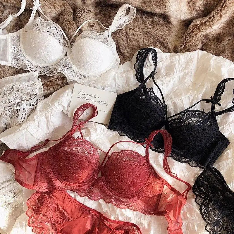 MOYISU Adjustable Lace Bralette for Small Chest Bra Set Removable Straps & Thin Padding Soft Wire Comfort Muslim Girls Underwear